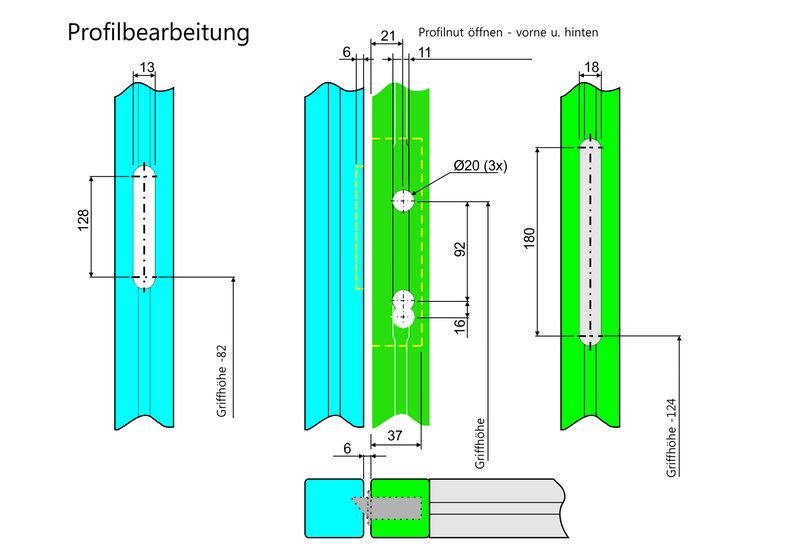 Einsteckschloss, Ausführung rechts