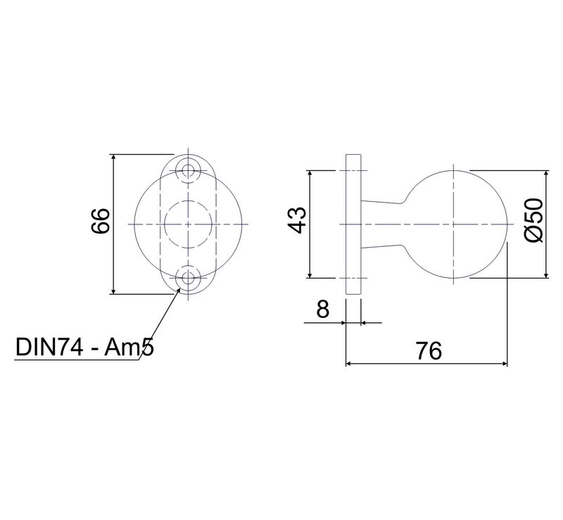 Türknopf, drehbar, Ø 50 mm